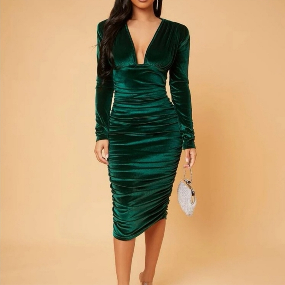 Green velvet dress